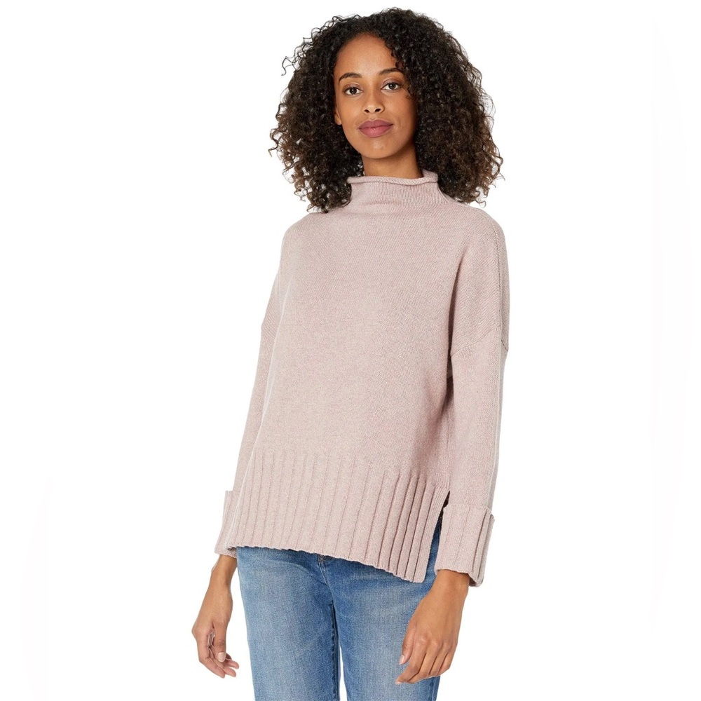 Madewell Glenmoor Roll Mockneck Sweater in Cotton Merino Yarn Heather Amethyst M